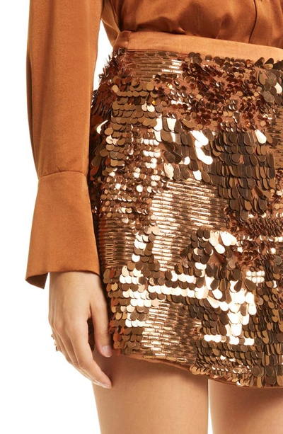 Shop Ramy Brook Amanda Sequin Miniskirt In Copper Paillette