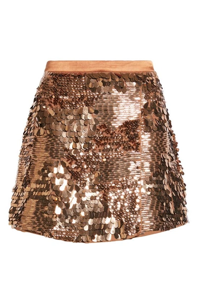 Shop Ramy Brook Amanda Sequin Miniskirt In Copper Paillette