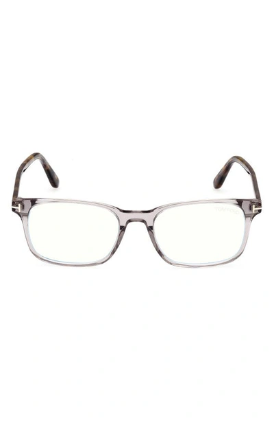 Shop Tom Ford 51mm Square Blue Light Blocking Reading Glasses In Grey/ Other