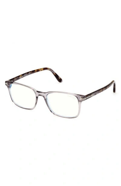 Shop Tom Ford 51mm Square Blue Light Blocking Reading Glasses In Grey/ Other