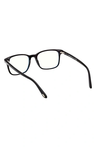 Shop Tom Ford 51mm Square Blue Light Blocking Reading Glasses In Shiny Black