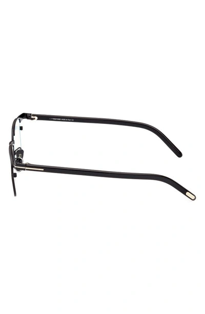 Tom Ford 49mm Small Square Blue Light Blocking Reading Glasses In Shiny Black