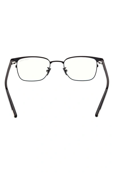 Shop Tom Ford 49mm Small Square Blue Light Blocking Reading Glasses In Shiny Black