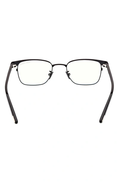 Tom Ford 49mm Small Square Blue Light Blocking Reading Glasses In Shiny Black