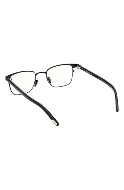 Tom Ford 49mm Small Square Blue Light Blocking Reading Glasses In Shiny Black