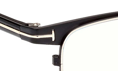 Tom Ford 49mm Small Square Blue Light Blocking Reading Glasses In Shiny Black