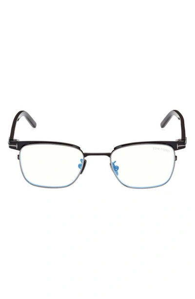 Shop Tom Ford 49mm Small Square Blue Light Blocking Reading Glasses In Black/ Other