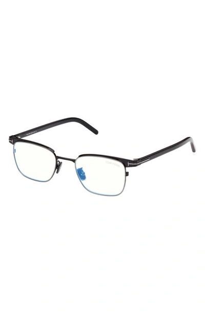 Shop Tom Ford 49mm Small Square Blue Light Blocking Reading Glasses In Black/ Other