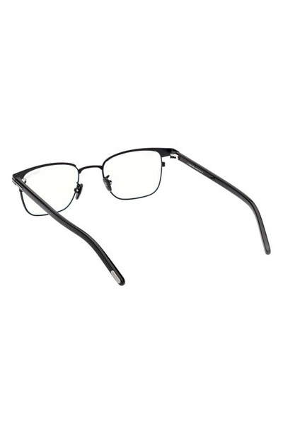 Shop Tom Ford 49mm Small Square Blue Light Blocking Reading Glasses In Black/ Other