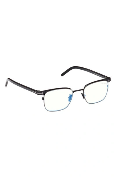 Shop Tom Ford 49mm Small Square Blue Light Blocking Reading Glasses In Black/ Other