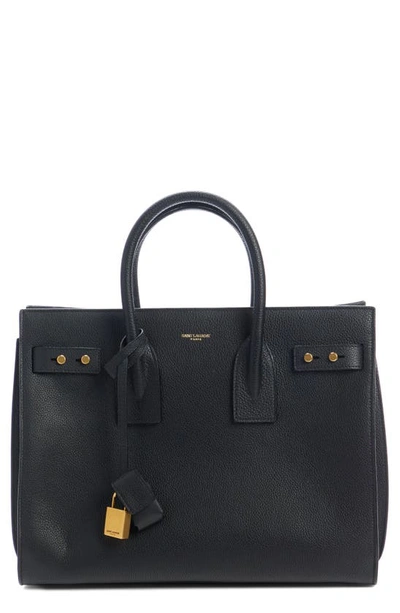 Shop Saint Laurent Small Sac De Jour Leather Top Handle Bag In Nero