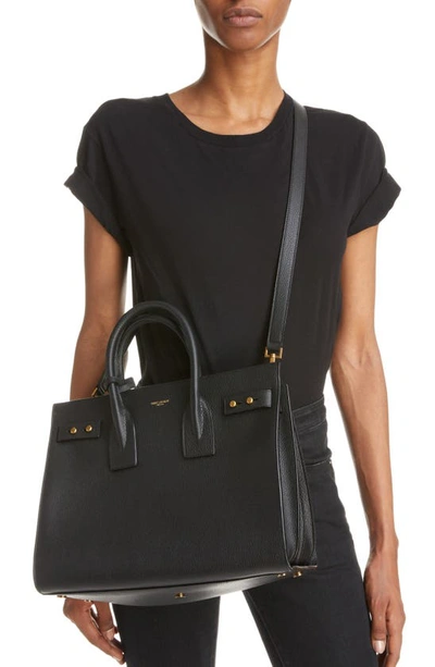 Shop Saint Laurent Small Sac De Jour Leather Top Handle Bag In Nero
