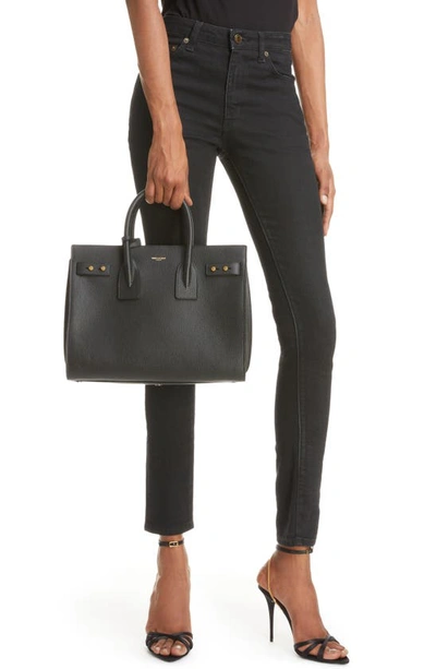 Shop Saint Laurent Small Sac De Jour Leather Top Handle Bag In Nero