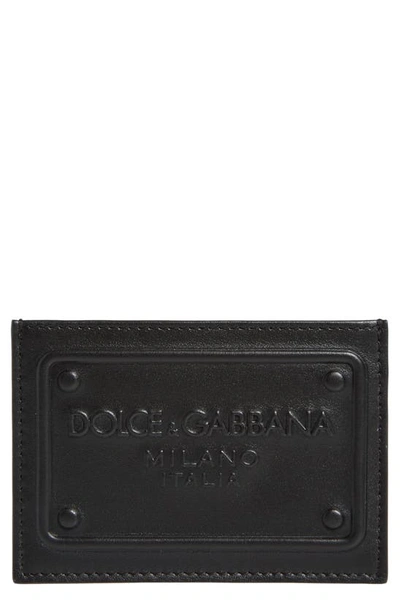 Shop Dolce & Gabbana Logo Embossed Leather Card Case In Black
