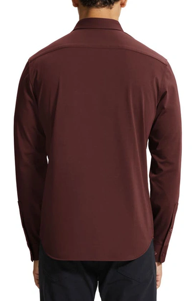 Shop Theory Sylvain Nd Structure Knit Button-up Shirt In Chocolate - Qb7