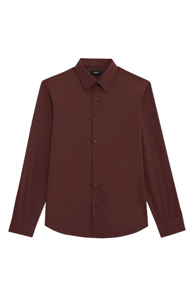 Shop Theory Sylvain Nd Structure Knit Button-up Shirt In Chocolate - Qb7