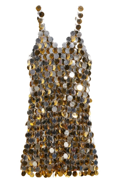 Shop Rabanne Aubrey Sleeveless Paillette Dress In Silver/ Gold