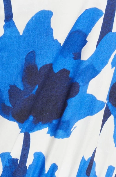 Shop Jason Wu Floral Tiered Cotton Mini Sundress In Chalk/ Blue Multi