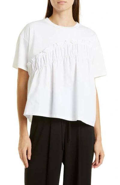 Shop Jason Wu Asymmetric Ruffle Detail Cotton Blouse In White