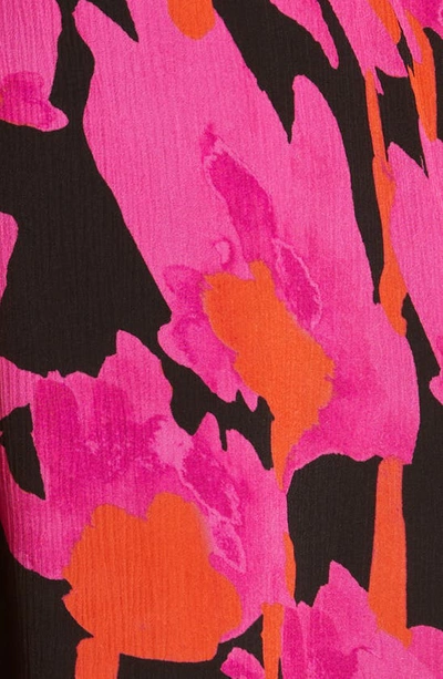 Shop Jason Wu Floral Long Sleeve Twist Front Minidress In Black/ Pink Multi