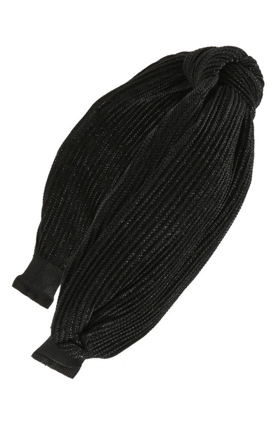 Shop Tasha Center Knot Glitter Headband In Black Silver