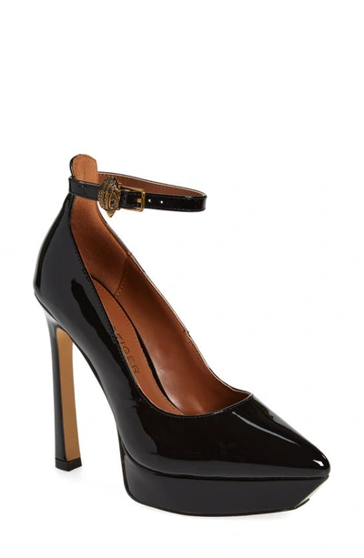 Shop Kurt Geiger Shoreditch Platform Ankle Strap Pump In Black