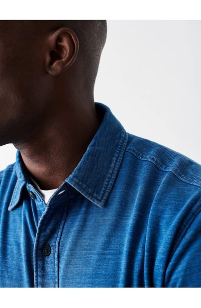 Faherty Seasons Regular Fit Long Sleeve Cotton Knit Button Down Shirt In Medium Indigo Wash