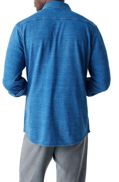 Faherty Seasons Regular Fit Long Sleeve Cotton Knit Button Down Shirt In Medium Indigo Wash