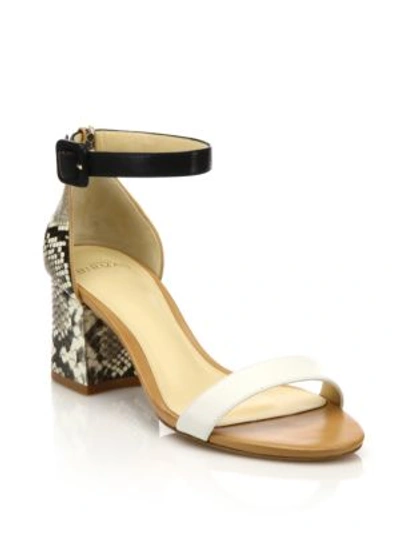 Shop Alexandre Birman Judy Colorblock Leather & Python City Sandals In White-multi