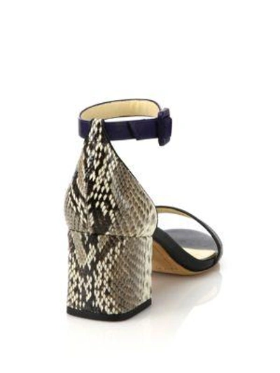 Shop Alexandre Birman Judy Colorblock Leather & Python City Sandals In White-multi