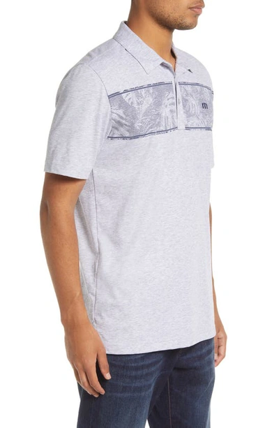 Travismathew Make Camp Graphic Polo In Heather Light Grey