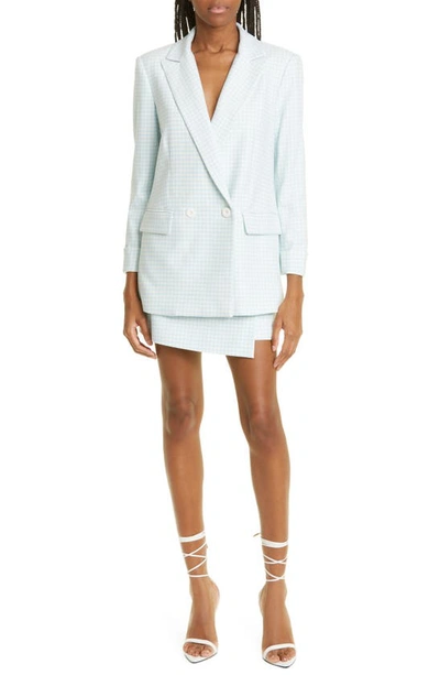 Shop Alice And Olivia Justin Longline Houndstooth Blazer In Houndstooth Sm Julep/ Ecru