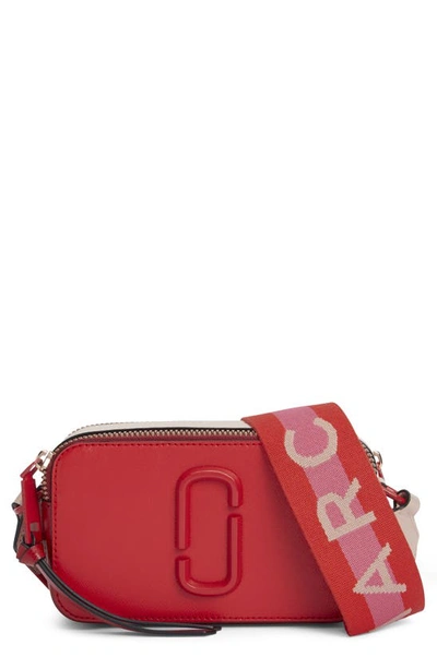 Shop Marc Jacobs Snapshot Leather Crossbody Bag In Poppy Red Multi