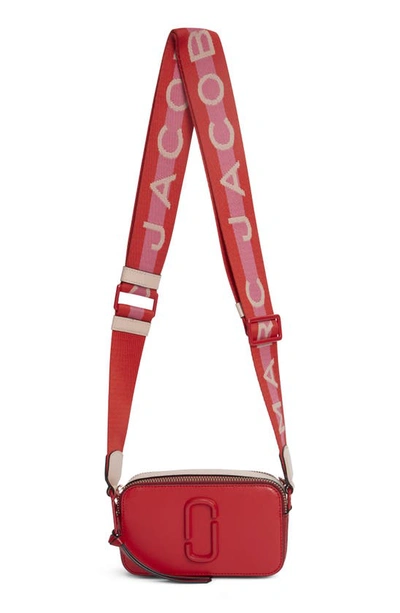 Shop Marc Jacobs Snapshot Leather Crossbody Bag In Poppy Red Multi