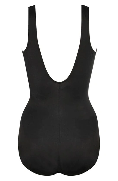 Miraclesuit Razzle Dazzle Zip-up One-piece Swimsuit In Black