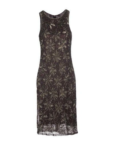 Shop Armani Collezioni Knee-length Dress In Dark Brown
