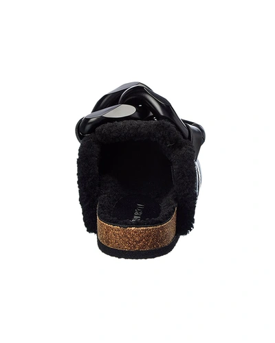 Shop Jw Anderson Chain Shearling & Leather Mule In Black