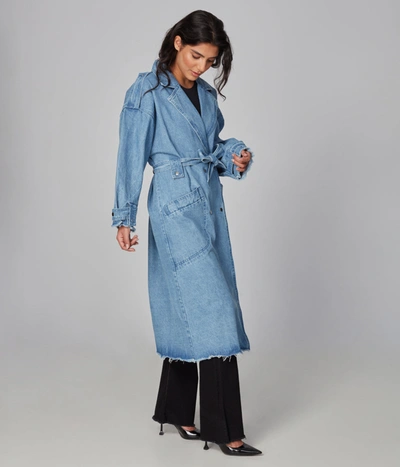 Lola Jeans Avery Trench Coat In Blue