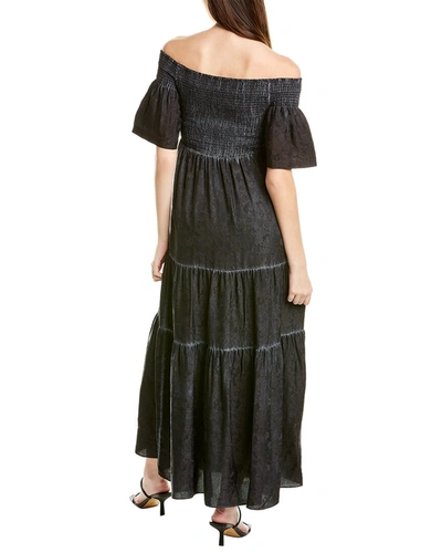 Shop Nicole Miller Jacquard Garment-dyed Silk-blend Maxi Dress In Black