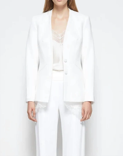 Shop Jonathan Simkhai Allie Crepe Combo Basque Jacket In White