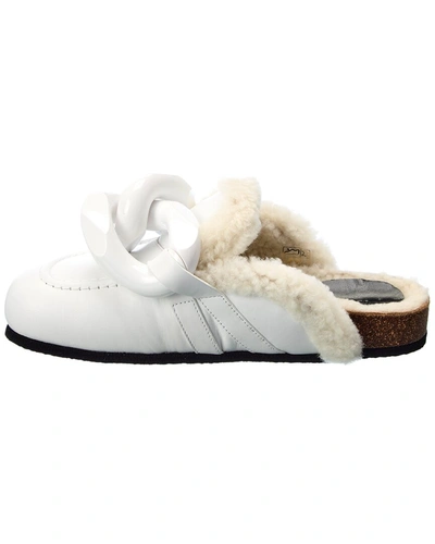 Shop Jw Anderson Chain Shearling & Leather Mule In White