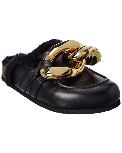 Shop Jw Anderson Chain Leather Mule In Black