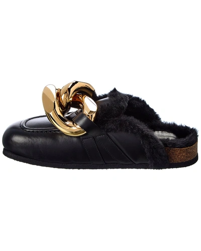 Shop Jw Anderson Chain Leather Mule In Black