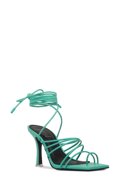 Shop Black Suede Studio Luisa Ankle Tie Sandal In Electric Green Leather