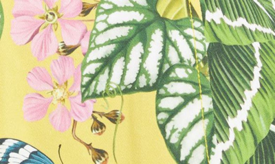 Shop Oscar De La Renta Botanical Print Button Front Stretch Cotton Minidress In Daffodil Multi