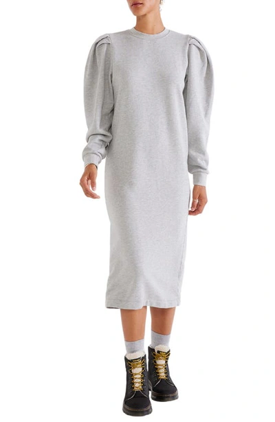 Shop Etica Brisa Long Sleeve Cotton Blend Sweater Dress In Heather Grey