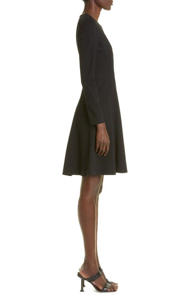 Akris Punto Elements Long Sleeve Jersey Fit & Flare Dress In Black
