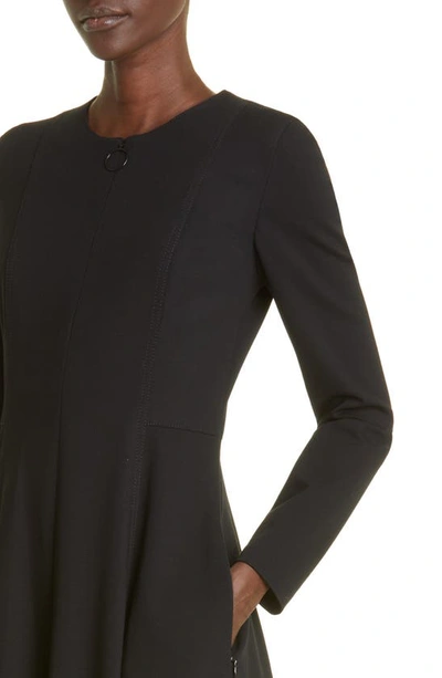Akris Punto Elements Long Sleeve Jersey Fit & Flare Dress In Black