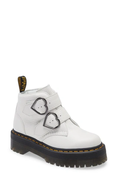 Shop Dr. Martens' Devon Heart Platform Boot In White Leather