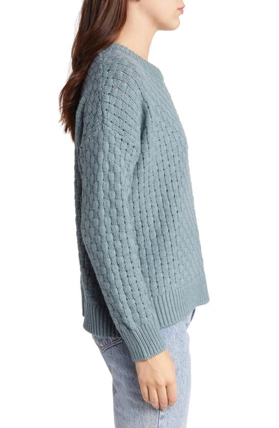 Shop Madewell Basket Weave Stitch Sweater In Steely Ocean